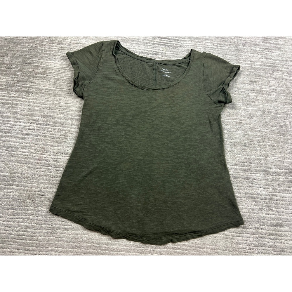 Banana Republic T-Shirt Womens Medium Olive Green Malibu Tee Scoop Neck Slub